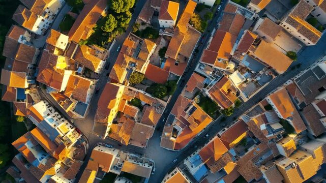 Exploring the vibrant architecture and layout of Rethymno nestled in the heart of Crete, Greece, Aerial view of the city of Rethymno, Crete, Greece