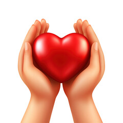 Loving hands hold a heart
