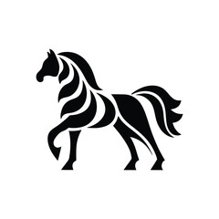a solid black silhouette horse walking, Vector silhouette horse walking