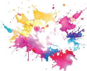 A Vibrant and Bold Watercolor Explosion Featuring Colorful Stains, Splashes, and Brush Strokes on a Clean, White Background, Showcasing a Modern and Abstract Artistic Style.
