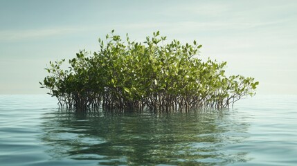 Floating Island of Mangroves Showcasing Their Unique Ecosystem