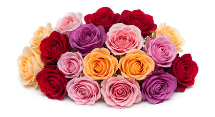 Naklejka premium Bouquet of Roses in Various Colors on White Background PNG