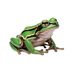 Obraz premium Green Tree Frog Sitting On Surface Isolated On White Background