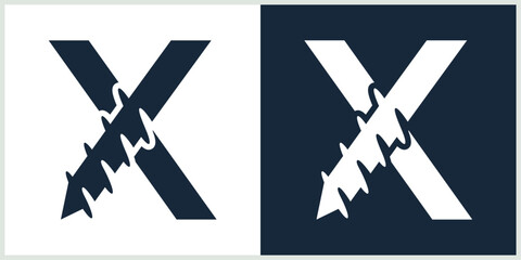 initial letter X drill logo 