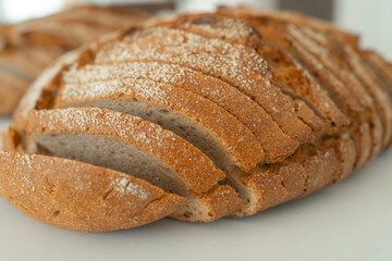 Close-up of Freshly Sliced Artisan Bread Loaf