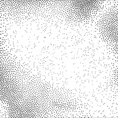 Dense black and white dots create a textured gradient background.