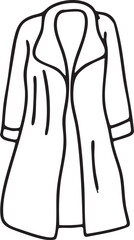 A simple drawing depicts a long coat hanging vertically.