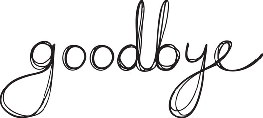 Elegant handwritten word 'goodbye' forms a stylized greeting.