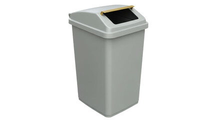 Isolated Gray Trash Can with Lid