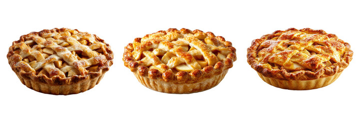 Delicious Freshly Baked Apple Pies Isolated on a Transparent Background