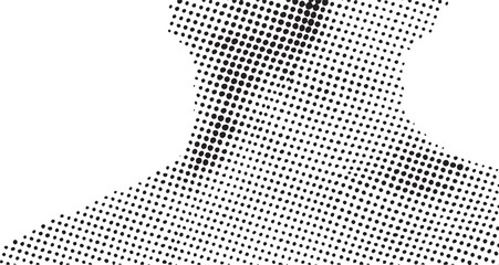 A stylized monochrome figure emerges from a dense of dots.