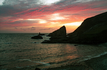 Coastal sunset, An port, County Donegal, Ireland