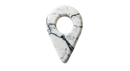 Png of Elegant white marble location pin with black veins, perfect for adding a touch of sophistication to any decor.