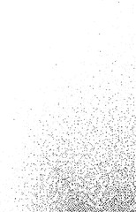 Obraz premium A dense scattering of small dark dots covers a white background.