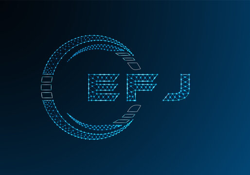 EFJ low poly letter logo vector design. EFJ lower poly logo design. Low poly logo.