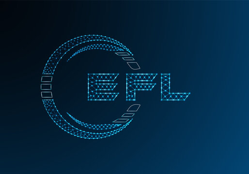 EFL low poly letter logo vector design. EFL lower poly logo design. Low poly logo.