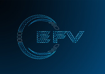 EFV low poly letter logo vector design. EFV lower poly logo design. Low poly logo.