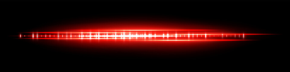 Red glowing soundwave with sharp luminous peaks and glowing reflection on black. Ideal for voice command visuals, futuristic sound display or digital audio interface.