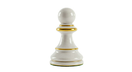 Isolated White Chess Pawn with Gold Trim