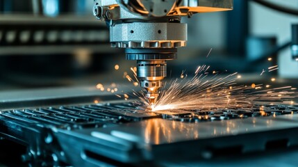 Precision Laser Cutting, Industrial CNC Machine Cutting Metal Sheet, Modern Manufacturing Technology