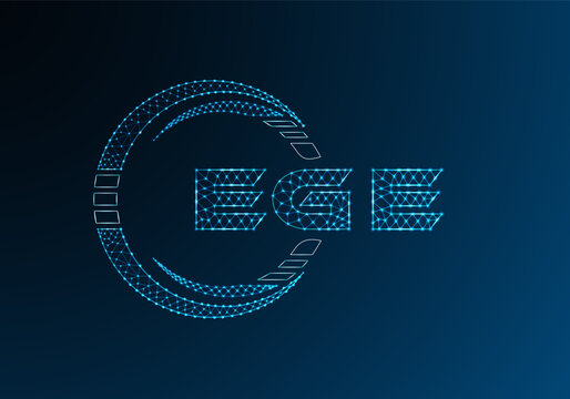 EGE low poly letter logo vector design. EGE lower poly logo design. Low poly logo.