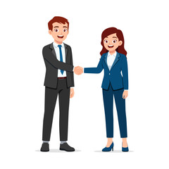 Business Partners Shaking Hands Smiling in Suits in a Positive Agreement, Success, Job