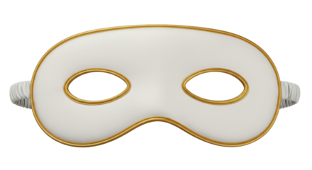 Isolated White Sleep Mask with Gold Trim