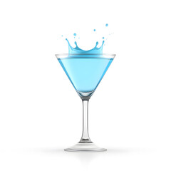 Martini glass with splash isolated on white background