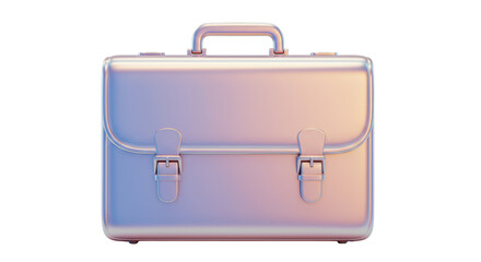 Isolated Metallic Briefcase with Buckles