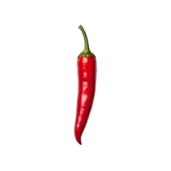 Single red chili pepper, vibrant color, sharp lines, long and slender