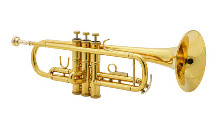 Isolated Gleaming Gold Trumpet with Intricate Details