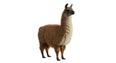 Isolated Portrait of a Brown and White Llama
