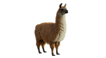 Isolated Portrait of a Brown and White Llama