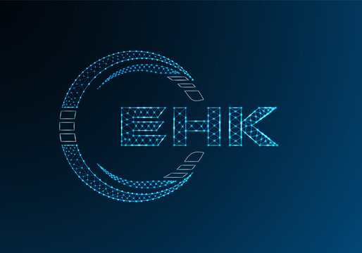 EHK low poly letter logo vector design. EHK lower poly logo design. Low poly logo.