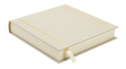 Isolated Beige Book with Gold Trim and Ribbon Bookmark