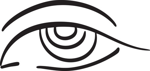A stylized eye with a prominent arched eyebrow.