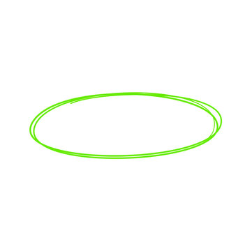 Green Hand Drawn Doodle Oval. Highlight Element Vector Illustration