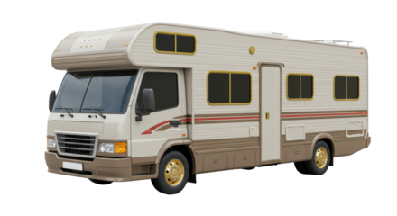 Isolated Beige and Brown Motorhome