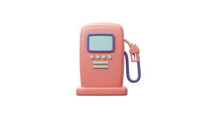 Isolated Pastel Pink Gas Pump Station