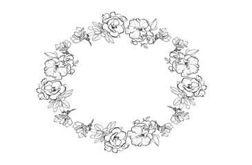  Floral wreath with big azalea flower vector 