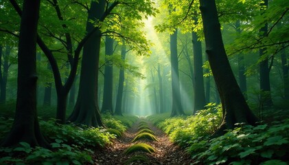 Nature's repeating leaf and branch formations in forest , woodland, foliage, vegetation