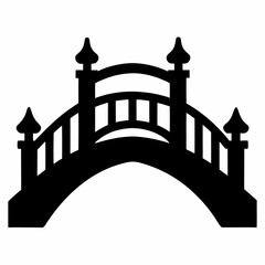 Old wooden bridge black vector on white background.