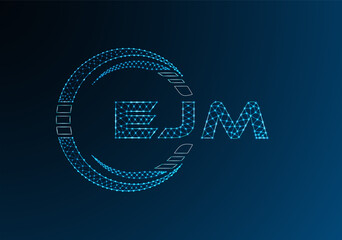 EJM low poly letter logo vector design. EJM lower poly logo design. Low poly logo.