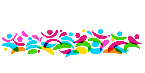 sagome, silhouette, forme, stilizzate, persone, che  ballano, che saltano © xyz+