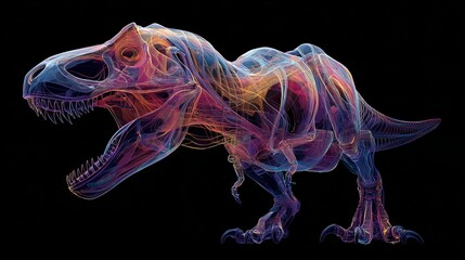 glassmorphic t-rex dinosaur