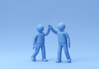 People Giving High Five Celebrating Achievement in Blue