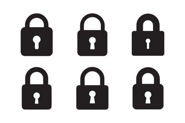 Fototapeta premium Minimal Lock Set Silhouette for Cybersecurity and Privacy Design