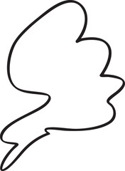 Fototapeta premium A simple outlined speech bubble shape sits vertically on a white background.