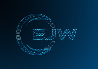 EJW low poly letter logo vector design. EJW lower poly logo design. Low poly logo.