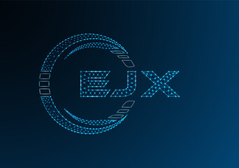 EJX low poly letter logo vector design. EJX lower poly logo design. Low poly logo.